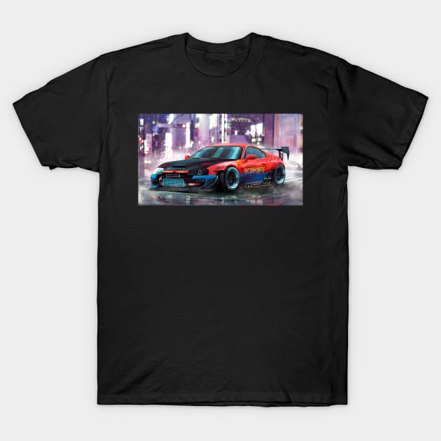 Supra mk4 tokyodrift stanced artwork, widebody design by ASAKDESIGNS. checkout my store for more creative works T-Shirt by ASAKDESIGNS